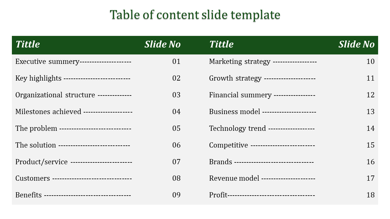 content slide template-Green